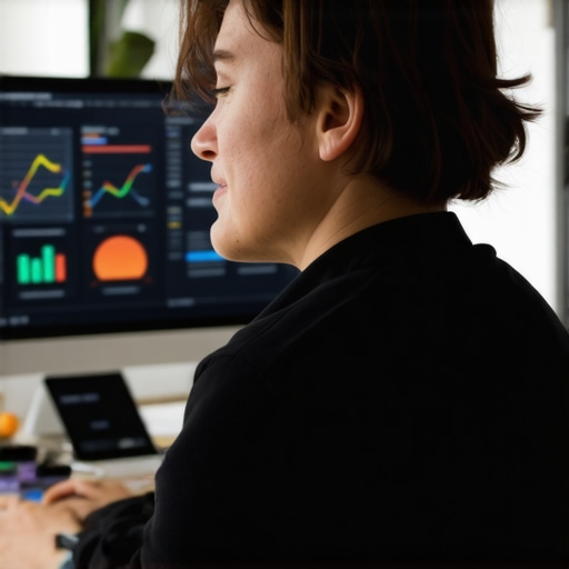 Business owner analyzing SEO signals and Google My Business metrics with digital tools.