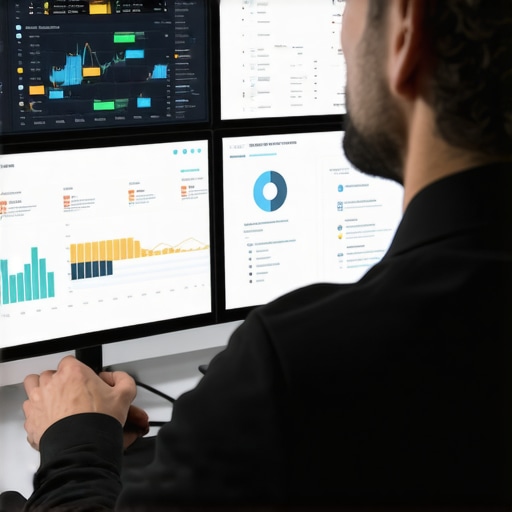Strategist examining local SEO metrics and AI-driven signals on a computer screen.