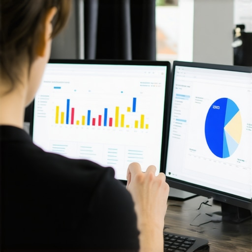 Person examining SEO analytics on a laptop with charts