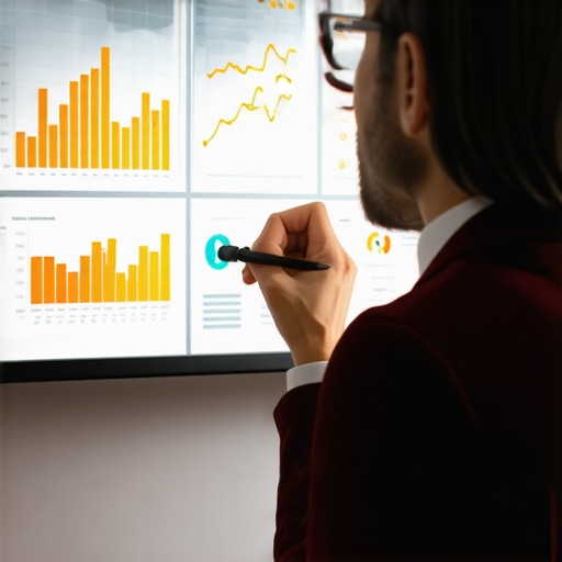 Business owner reviewing digital SEO signals on a dashboard for local search optimization.