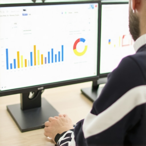 Person analyzing local SEO analytics on a computer screen with charts