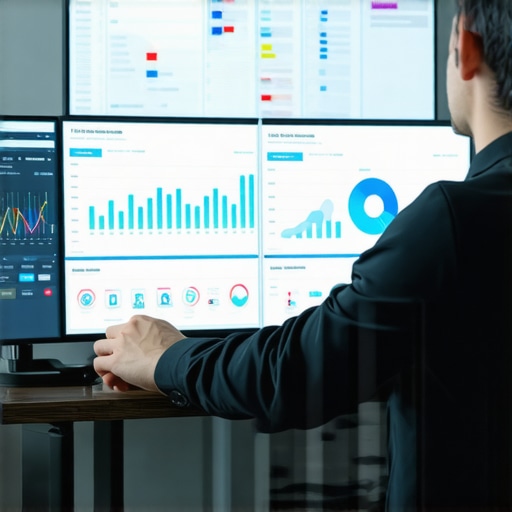 Person analyzing local SEO signals with AI tools and data charts