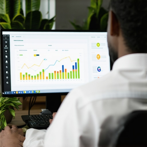 SEO expert reviewing GMB analytics and ranking charts