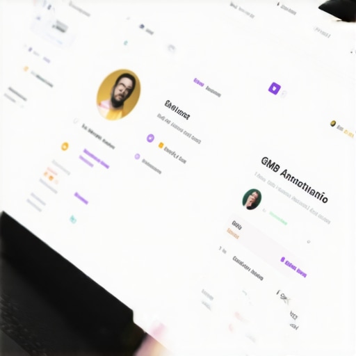 A laptop screen showing annotations on a Google My Business profile audit