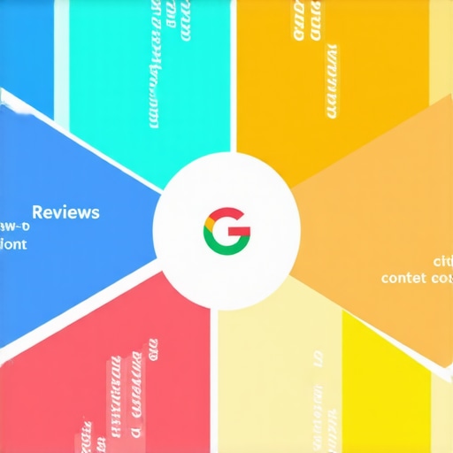 A modern infographic illustrating key local SEO signals like reviews, citations, content, and activity for GMB ranking recovery.