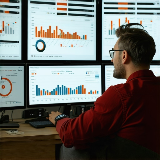 Digital marketer analyzing SEO dashboards for local business rankings