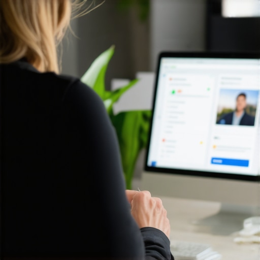 Business owner editing GMB profile on computer, symbolizing profile correction and signal cleanup.