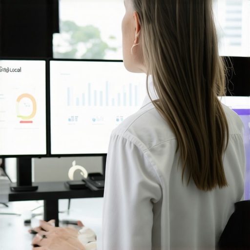 Digital marketer reviewing local SEO data on multiple screens using BrightLocal and Moz Local tools.