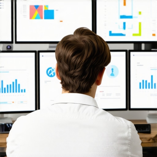 Person analyzing SEO metrics on digital screens showing rankings, citations, and backlinks.