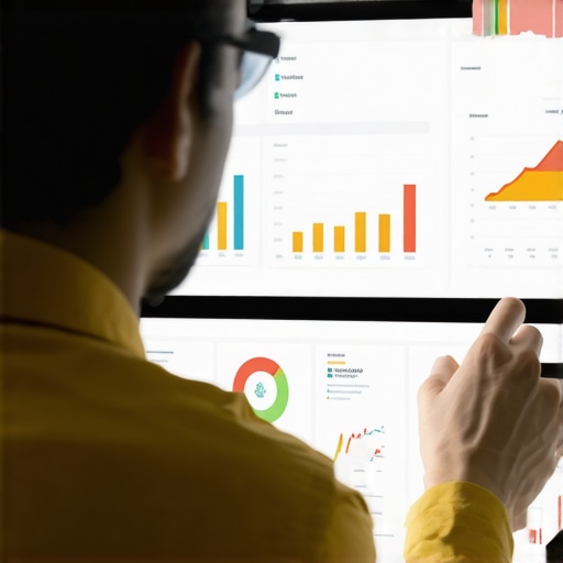 Close-up of a digital marketer reviewing SEO metrics on a computer screen.