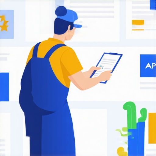 A person analyzing and cleaning a Google My Business profile on a computer with icons symbolizing reviews, backlinks, and citation consistency.