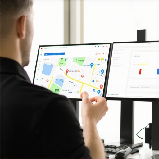 Business owner analyzing Google My Business signals with digital tools