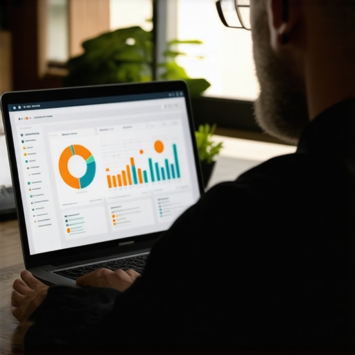 Analyzing Local SEO Data Business owner reviewing SEO signals and ranking data in an office.